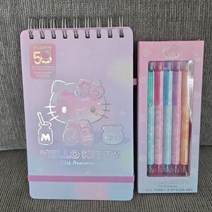 Hello Kitty Pastel Spiral Notebook and Gel Pen Set, New